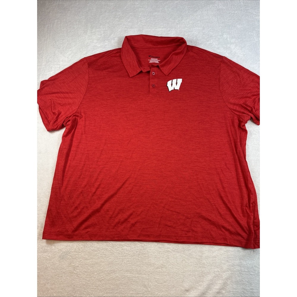 Fanatics University of Wisconsin Collar Shirt, Red 4XL Big Ten Badgers